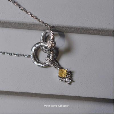 Chapter Fourteen-Citrine miniz Stamp Necklace